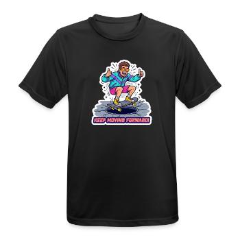Retro 90er Skater Boy Cartoon-Streetwear-Kunst - Männer T-Shirt atmungsaktiv - Schwarz - Vorne - AI Model Male 178 light (178cm)