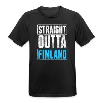 Straight Outta Finland - Finnland - finnisch - Männer T-Shirt atmungsaktiv - Schwarz - Vorne - AI Model Male 178 light (178cm)