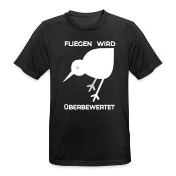 Überbewertet: Weiße KIWI Illustration  - Männer T-Shirt atmungsaktiv - Schwarz - Vorne - AI Model Male 178 light (178cm)