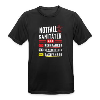 Notfallsanitäter aka Rennfahrer, Lustiges Motiv - Männer T-Shirt atmungsaktiv - Schwarz - Vorne - AI Model Male 178 light (178cm)