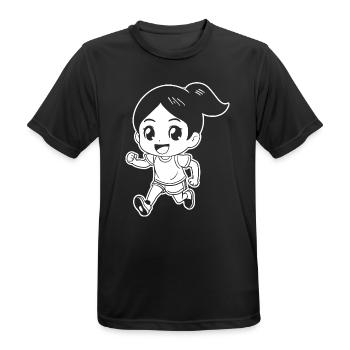 Marathon Läuferin Comic Look - Männer T-Shirt atmungsaktiv - Schwarz - Vorne - AI Model Male 178 light (178cm)