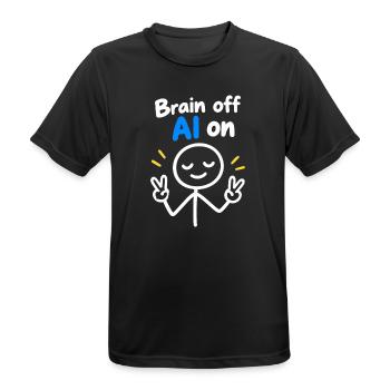 Brain Off KI An - Männer T-Shirt atmungsaktiv - Schwarz - Vorne - AI Model Male 178 light (178cm)