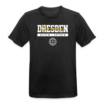 Dresden Deutschland Koordinaten Reise Souvenir - Männer T-Shirt atmungsaktiv - Schwarz - Vorne - AI Model Male 178 light (178cm)
