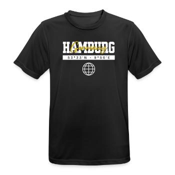 Hamburg Deutschland Koordinaten Reise Souvenir - Männer T-Shirt atmungsaktiv - Schwarz - Vorne - AI Model Male 178 light (178cm)