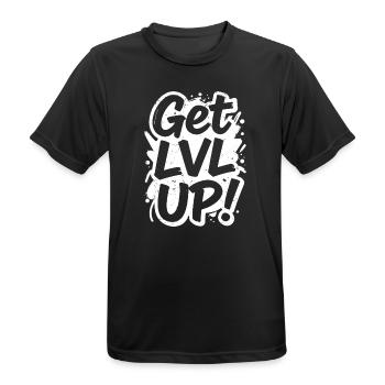 Erhöhe das Level - Männer T-Shirt atmungsaktiv - Schwarz - Vorne - AI Model Male 178 light (178cm)