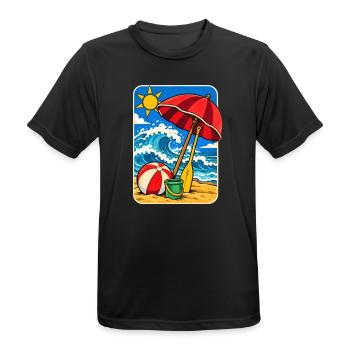 Retro Sunny Beach Day Illustration - Männer T-Shirt atmungsaktiv - Schwarz - Vorne - AI Model Male 178 light (178cm)