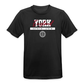 York England Koordinaten Reise Souvenir - Männer T-Shirt atmungsaktiv - Schwarz - Vorne - AI Model Male 178 light (178cm)