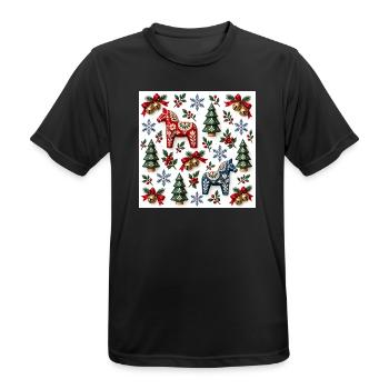 Dala-Stil-Weihnachtsvolkspferde - Männer T-Shirt atmungsaktiv - Schwarz - Vorne - AI Model Male 178 light (178cm)