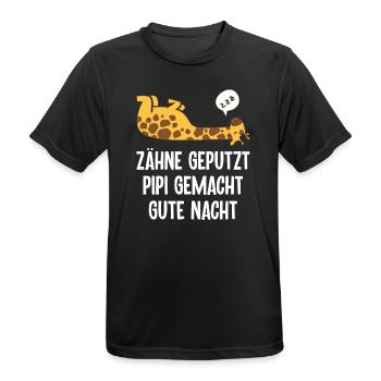 Giraffe Zähne Geputzt Gute Nacht Lustiger Spruch - Männer T-Shirt atmungsaktiv - Schwarz - Vorne - AI Model Male 178 light (178cm)