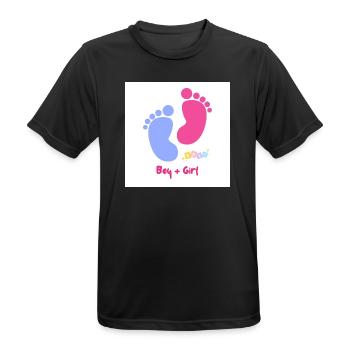 Fußabdruck Duo Baby Boy Girl - Männer T-Shirt atmungsaktiv - Schwarz - Vorne - AI Model Male 178 light (178cm)