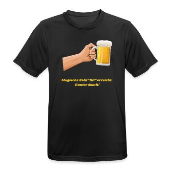 Magische Zahl 40 erreicht, amüsantes Bier Design - Männer T-Shirt atmungsaktiv - Schwarz - Vorne - AI Model Male 178 light (178cm)