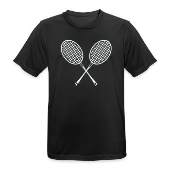 Kreuzende Badminton Schläger Grafik - Männer T-Shirt atmungsaktiv - Schwarz - Vorne - AI Model Male 178 light (178cm)