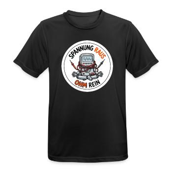 Spannung raus Ohm rein Elektriker Meditation - Männer T-Shirt atmungsaktiv - Schwarz - Vorne - AI Model Male 178 light (178cm)