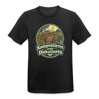 Kompostieren statt Diskutieren Gartenliebe - Männer T-Shirt atmungsaktiv - Schwarz - Vorne - AI Model Male 178 light (178cm)