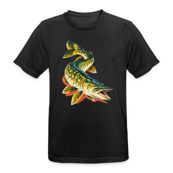 Hecht Angeln Raubfisch Hechtangler Geschenk - Männer T-Shirt atmungsaktiv - Schwarz - Vorne - AI Model Male 178 light (178cm)