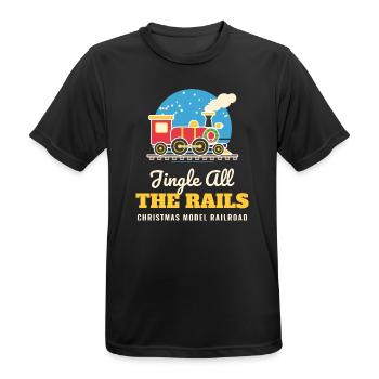 Jingle All the Rails Modelleisenbahn-Weihnachten - Männer T-Shirt atmungsaktiv - Schwarz - Vorne - AI Model Male 178 light (178cm)