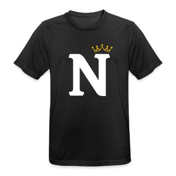 N Monogramm mit Krone - Männer T-Shirt atmungsaktiv - Schwarz - Vorne - AI Model Male 178 light (178cm)