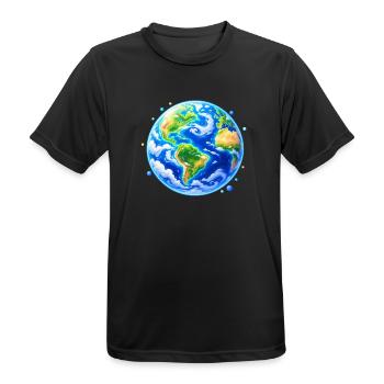 Weltkugel in Farbglanz - Männer T-Shirt atmungsaktiv - Schwarz - Vorne - AI Model Male 178 light (178cm)