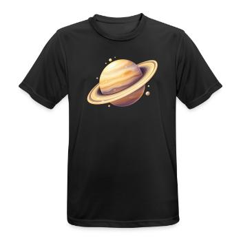 Saturn Farbplanet Illustration - Männer T-Shirt atmungsaktiv - Schwarz - Vorne - AI Model Male 178 light (178cm)