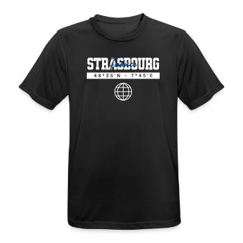 Straßburg Frankreich Koordinaten Reise Souvenir - Männer T-Shirt atmungsaktiv - Schwarz - Vorne - AI Model Male 178 light (178cm)