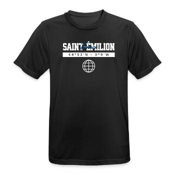 Saint-Émilion Frankreich Koordinaten Reise - Männer T-Shirt atmungsaktiv - Schwarz - Vorne - AI Model Male 178 light (178cm)
