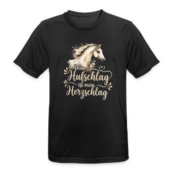 Pferdeliebe Dein Hufschlag ist mein Herzschlag  - Männer T-Shirt atmungsaktiv - Schwarz - Vorne - AI Model Male 178 light (178cm)