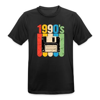 1990er Retro Computer Nostalgie mit Diskette - Männer T-Shirt atmungsaktiv - Schwarz - Vorne - AI Model Male 178 light (178cm)