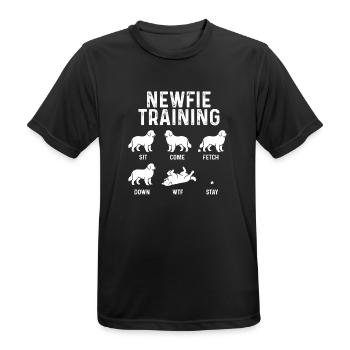 Newfie-Training – Geschenk für Neufundländer Hundeliebhaber - Männer T-Shirt atmungsaktiv - Schwarz - Vorne - AI Model Male 178 light (178cm)