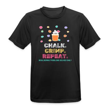 Chalk Crimp Repeat Bouldering Klettern - Männer T-Shirt atmungsaktiv - Schwarz - Vorne - AI Model Male 178 light (178cm)