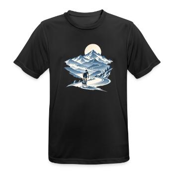 Alpine Cycling – Rennvelo auf dem Alpenpass - Männer T-Shirt atmungsaktiv - Schwarz - Vorne - AI Model Male 178 light (178cm)