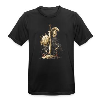 Spartanischer Schwert-Schildhelm Tinten-Kunstkrieger - Männer T-Shirt atmungsaktiv - Schwarz - Vorne - AI Model Male 178 light (178cm)