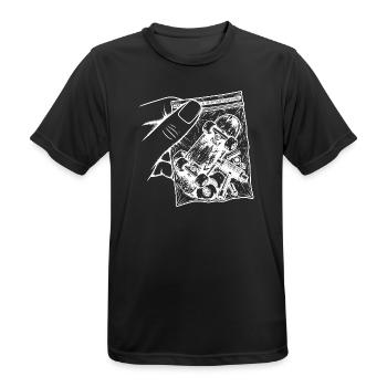 Addiction Skateboard – Skate-Beutel-Skateboard-Tool - Männer T-Shirt atmungsaktiv - Schwarz - Vorne - AI Model Male 178 light (178cm)