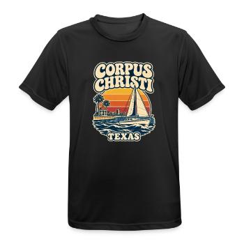 Texas Corpus Christi Segelboot Sunset - Männer T-Shirt atmungsaktiv - Schwarz - Vorne - AI Model Male 178 light (178cm)