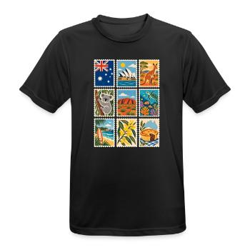 Australien Briefmarken - Männer T-Shirt atmungsaktiv - Schwarz - Vorne - AI Model Male 178 light (178cm)