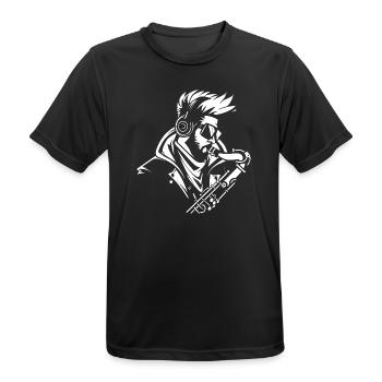 Saxophonist Skizze - Männer T-Shirt atmungsaktiv - Schwarz - Vorne - AI Model Male 178 light (178cm)
