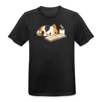 Lesepause mit Kaffee - Männer T-Shirt atmungsaktiv - Schwarz - Vorne - AI Model Male 178 light (178cm)