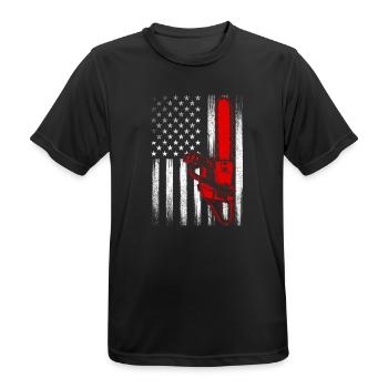 US Flag Chainsaw – Patriotischer Baumpfleger und Baumchirurg - Männer T-Shirt atmungsaktiv - Schwarz - Vorne - AI Model Male 178 light (178cm)