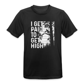 Ich werde dafür bezahlt, high zu werden – Baumchirurg Kettensäge - Männer T-Shirt atmungsaktiv - Schwarz - Vorne - AI Model Male 178 light (178cm)