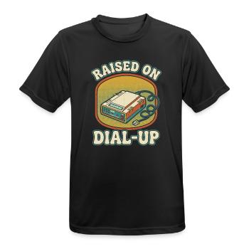 Aufgewachsen mit dem Einwahl-Retro-Modem aus den 90ern - Männer T-Shirt atmungsaktiv - Schwarz - Vorne - AI Model Male 178 light (178cm)