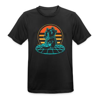 Katze Ramen Retro - Männer T-Shirt atmungsaktiv - Schwarz - Vorne - AI Model Male 178 light (178cm)