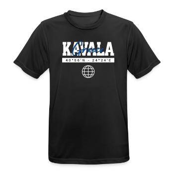 Kavala Griechenland Koordinaten Reise Souvenir - Männer T-Shirt atmungsaktiv - Schwarz - Vorne - AI Model Male 178 light (178cm)