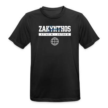 Zakynthos Griechenland Koordinaten Reise Souvenir - Männer T-Shirt atmungsaktiv - Schwarz - Vorne - AI Model Male 178 light (178cm)