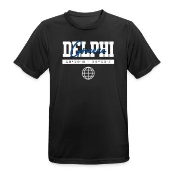 Delphi Griechenland Koordinaten Reise Souvenir - Männer T-Shirt atmungsaktiv - Schwarz - Vorne - AI Model Male 178 light (178cm)