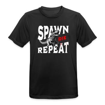 Spawn Die Repeat Raptor Gaming Design Dino - Männer T-Shirt atmungsaktiv - Schwarz - Vorne - AI Model Male 178 light (178cm)