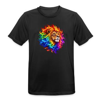 Feuerregenbogenlöwe - Männer T-Shirt atmungsaktiv - Schwarz - Vorne - AI Model Male 178 light (178cm)
