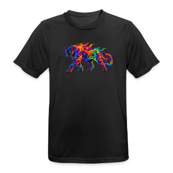 Regenbogen-Brennende Panther - Männer T-Shirt atmungsaktiv - Schwarz - Vorne - AI Model Male 178 light (178cm)