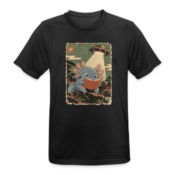 Vintage Japanese Axolotl Buchliebhaber UFO Alien - Männer T-Shirt atmungsaktiv - Schwarz - Vorne - AI Model Male 178 light (178cm)