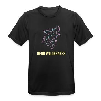 Wolf Neon Wilderness - Männer T-Shirt atmungsaktiv - Schwarz - Vorne - AI Model Male 178 light (178cm)