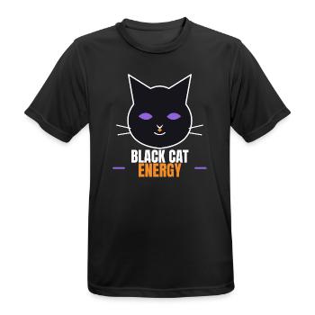 Black Cat Energy Funny Halloween Cat - Männer T-Shirt atmungsaktiv - Schwarz - Vorne - AI Model Male 178 light (178cm)