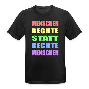 Menschenrechte statt rechte Menschen Links Antifa - Männer T-Shirt atmungsaktiv - Schwarz - Vorne - AI Model Male 178 light (178cm)